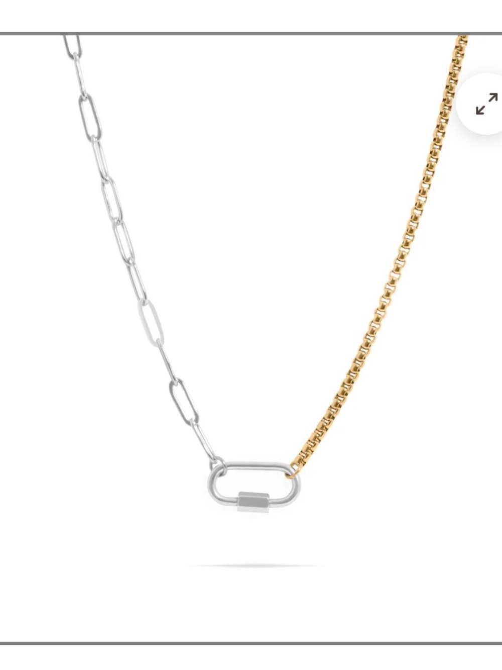 18K Gold PVD Stainless Steel Mixed metal paperclip necklace